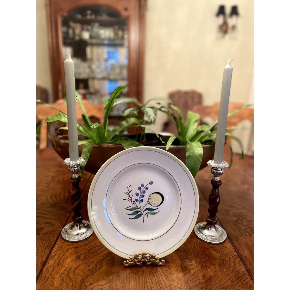 ARABIA Finland WINDFLOWER Dinner Plates 10.5” RARE Vintage Hand Painted MCM